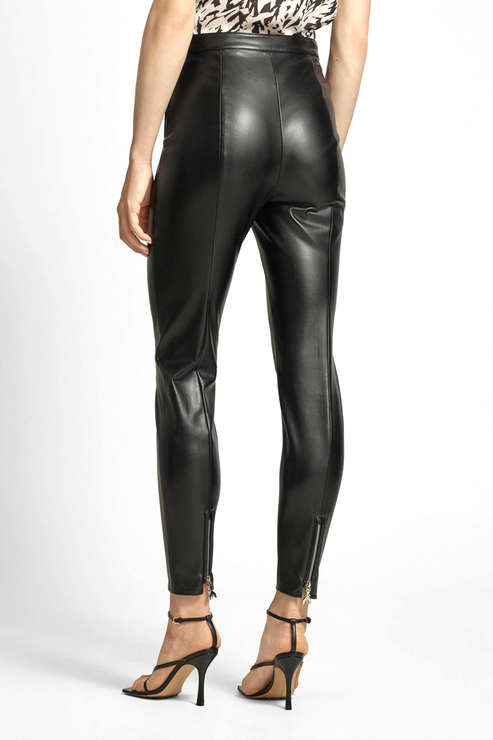 PATRIZIA PEPE Patrizia Pepe eco leren broek met zilveren ritsen ZWART 8p0624