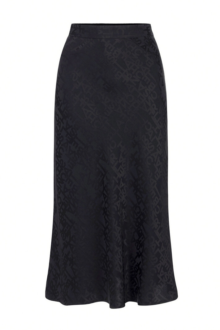 ELISABETTA FRANCHI Elisabetta Franchi lang satin look rok met belettering ZWART go05146e2