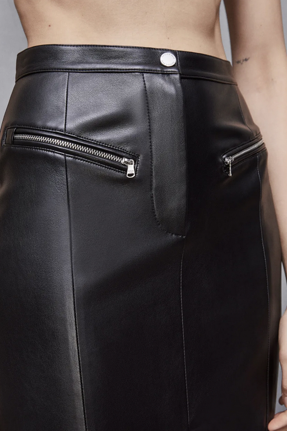 PATRIZIA PEPE Patrizia Pepe eco-leer kokerrok ZWART 8G0416