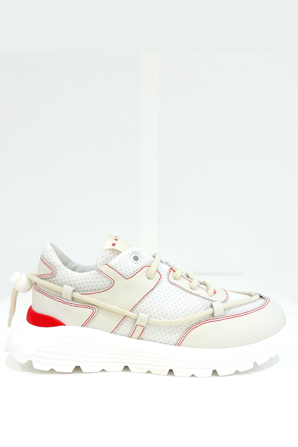 MARNI Marni sneakers met rode details creme Wit