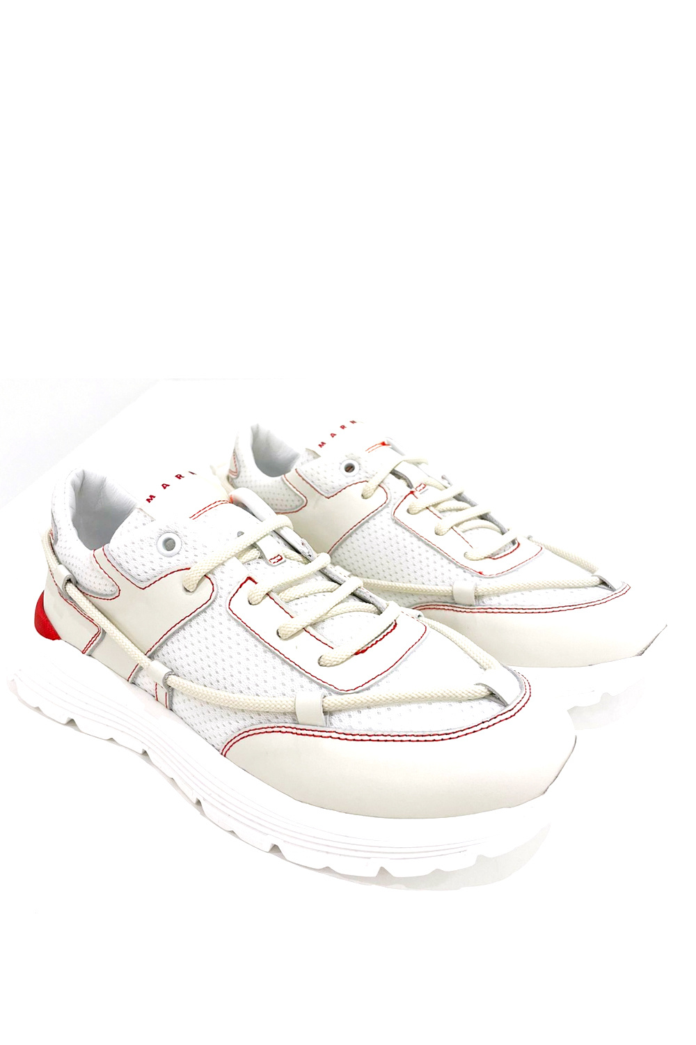 MARNI Marni sneakers met rode details creme Wit