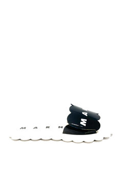 MARNI Marni slipper met witte letters Zwart
