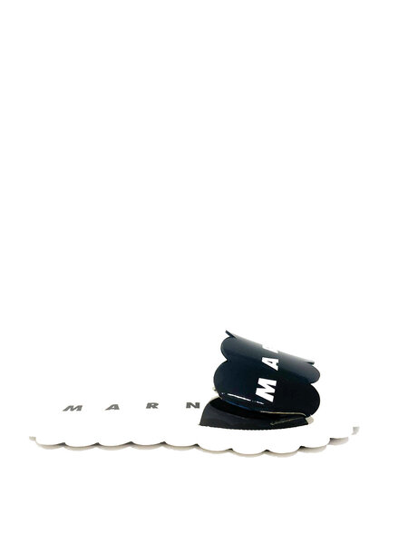 MARNI Marni slipper met witte letters Zwart