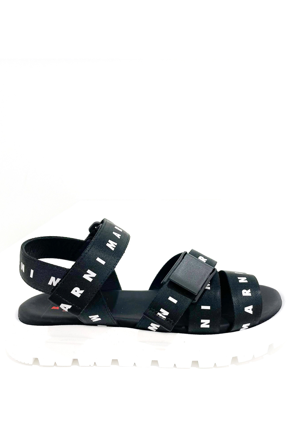 MARNI Marni sandaal met klittenband en merknaam in wit Zwart