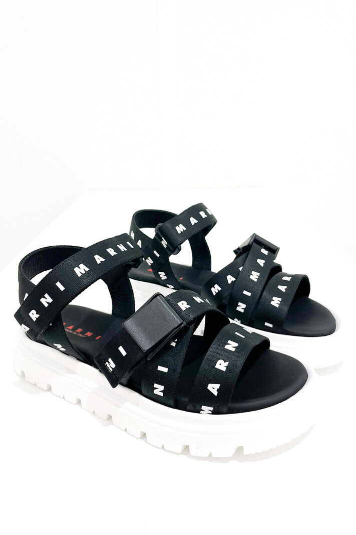 MARNI Marni sandal with Velcro strap and brand name in white Black