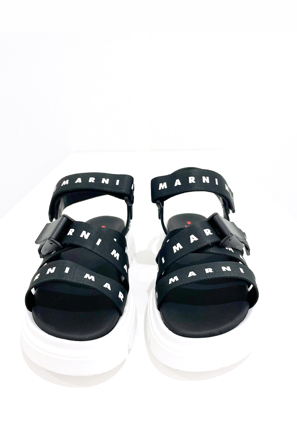 MARNI Marni sandaal met klittenband en merknaam in wit Zwart