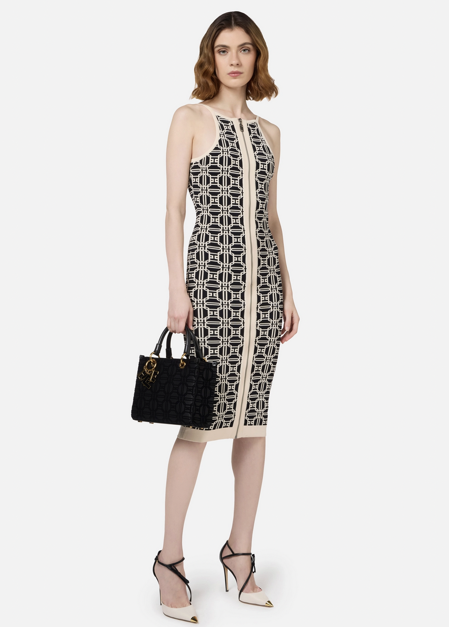 ELISABETTA FRANCHI Elisabetta Franchi jurk in jacquardstof ZWART / WIT
