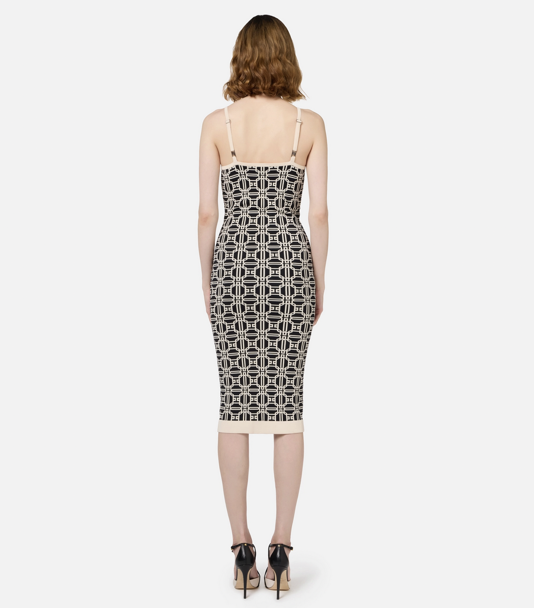 ELISABETTA FRANCHI Elisabetta Franchi jurk in jacquardstof ZWART / WIT