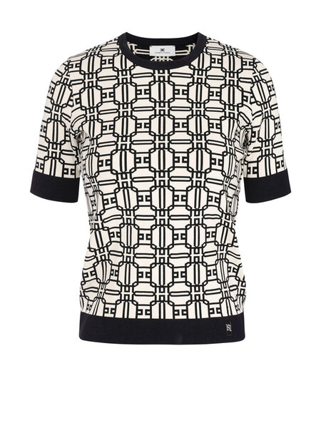 ELISABETTA FRANCHI Elisabetta Franchi top in jacquard print WHITE / BLACK