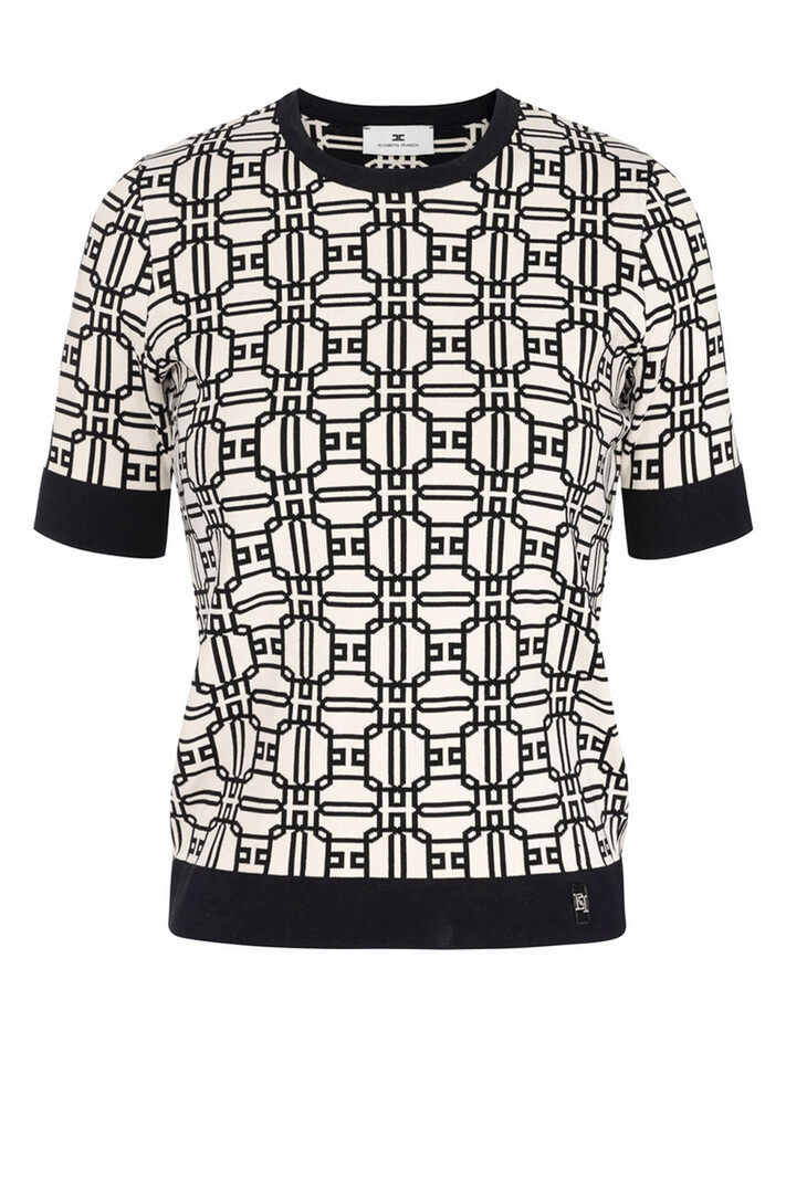 ELISABETTA FRANCHI Elisabetta Franchi top in jacquard print  WIT / ZWART