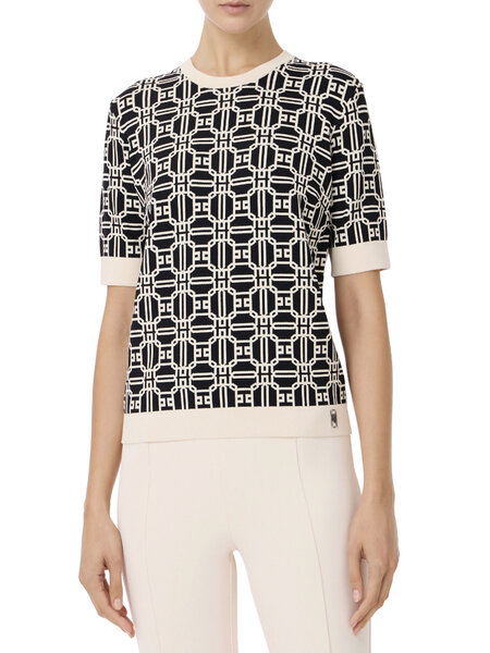 ELISABETTA FRANCHI Elisabetta Franchi top in jacquard print BLACK / WHITE