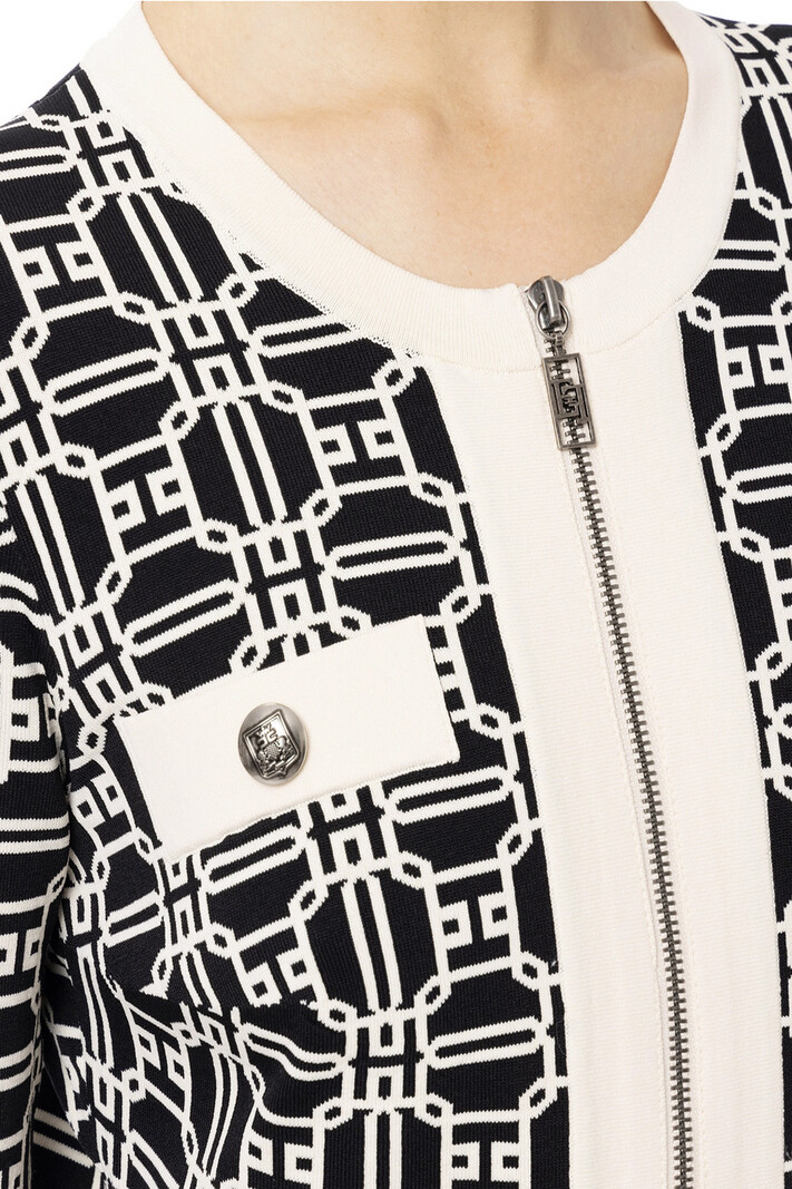 ELISABETTA FRANCHI Elisabetta Franchi cardigan with jacquard print BLACK / WHITE