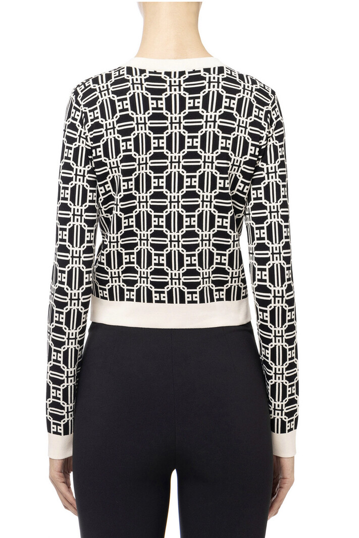 ELISABETTA FRANCHI Elisabetta Franchi vest in jacquared print ZWART / WIT
