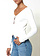 TWINSET Twinset knitted top with gold logo and V neckline cream WHITE ( can be worn on both sides)