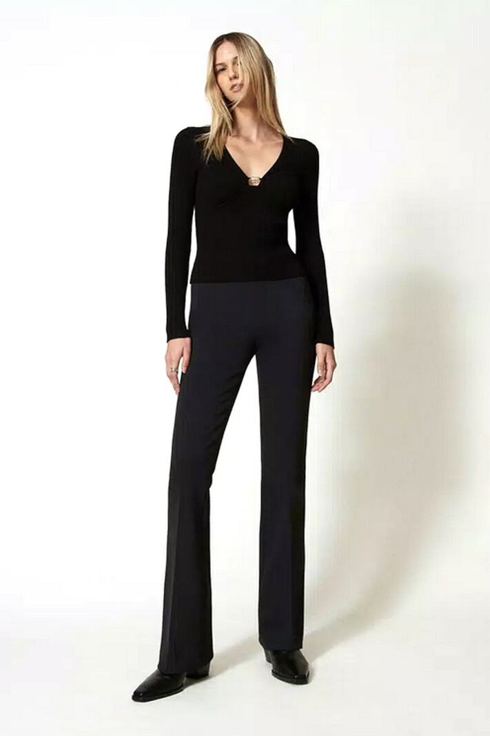 TWINSET Twinset flaired pants with logo on back BLACK