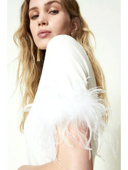 TWINSET Twinset knitted top with feathers cream WHITE ( feathers can be knotted off)