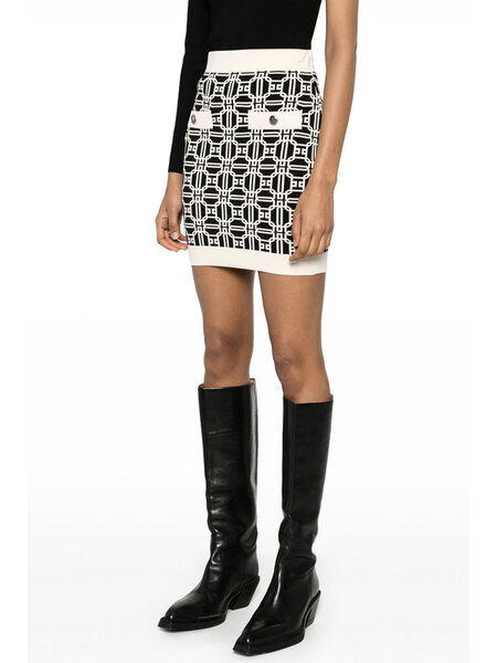 ELISABETTA FRANCHI Elisabetta Franchi rok in jacquared print ZWART / WIT