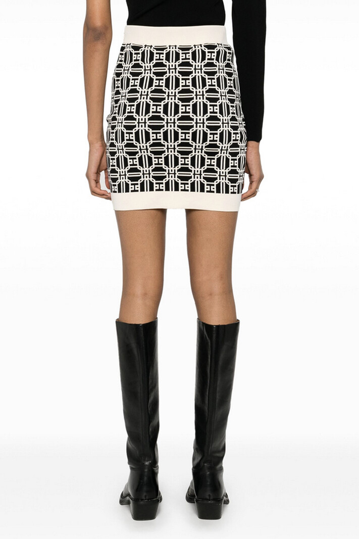 ELISABETTA FRANCHI Elisabetta Franchi rok in jacquared print ZWART / WIT