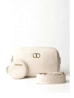 TWINSET Twinset bag with wide strap and mini wallet cream WHITE