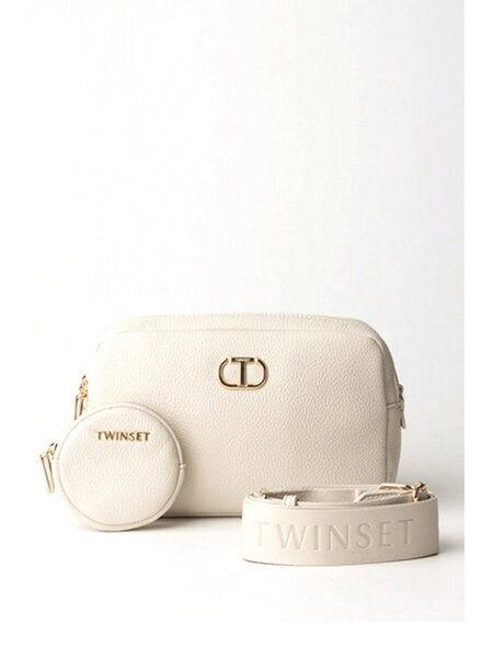 TWINSET Twinset bag with wide strap and mini wallet cream WHITE