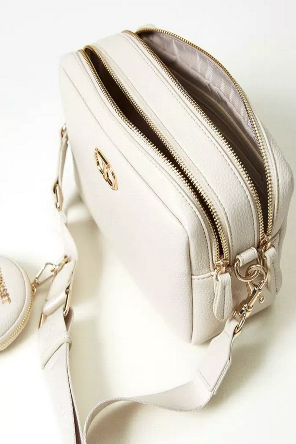 TWINSET Twinset bag with wide strap and mini wallet cream WHITE