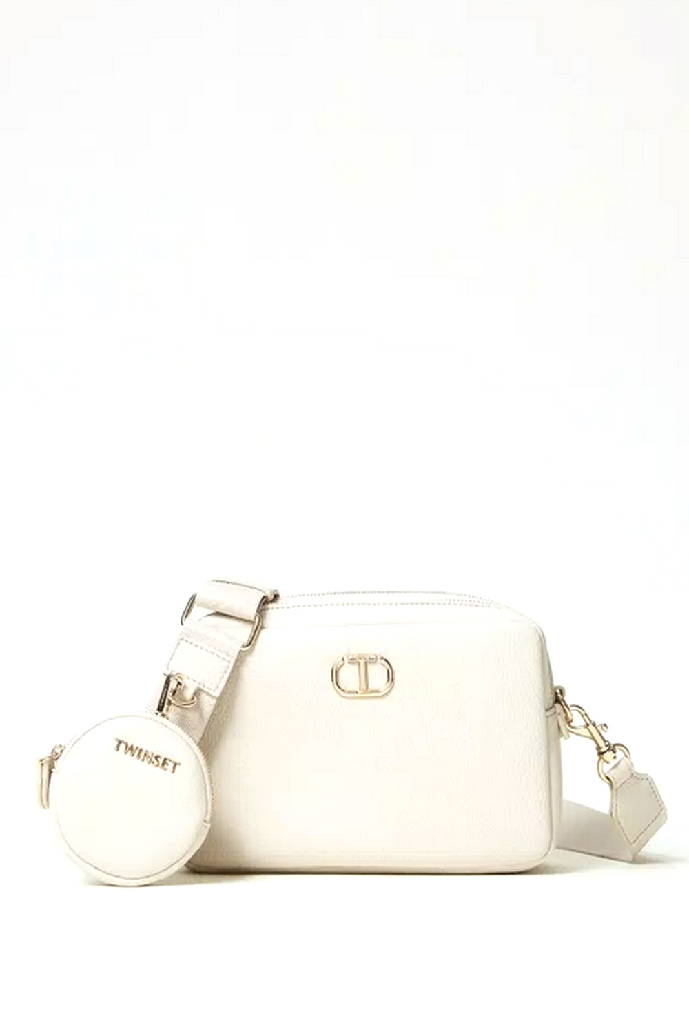 TWINSET Twinset bag with wide strap and mini wallet cream WHITE