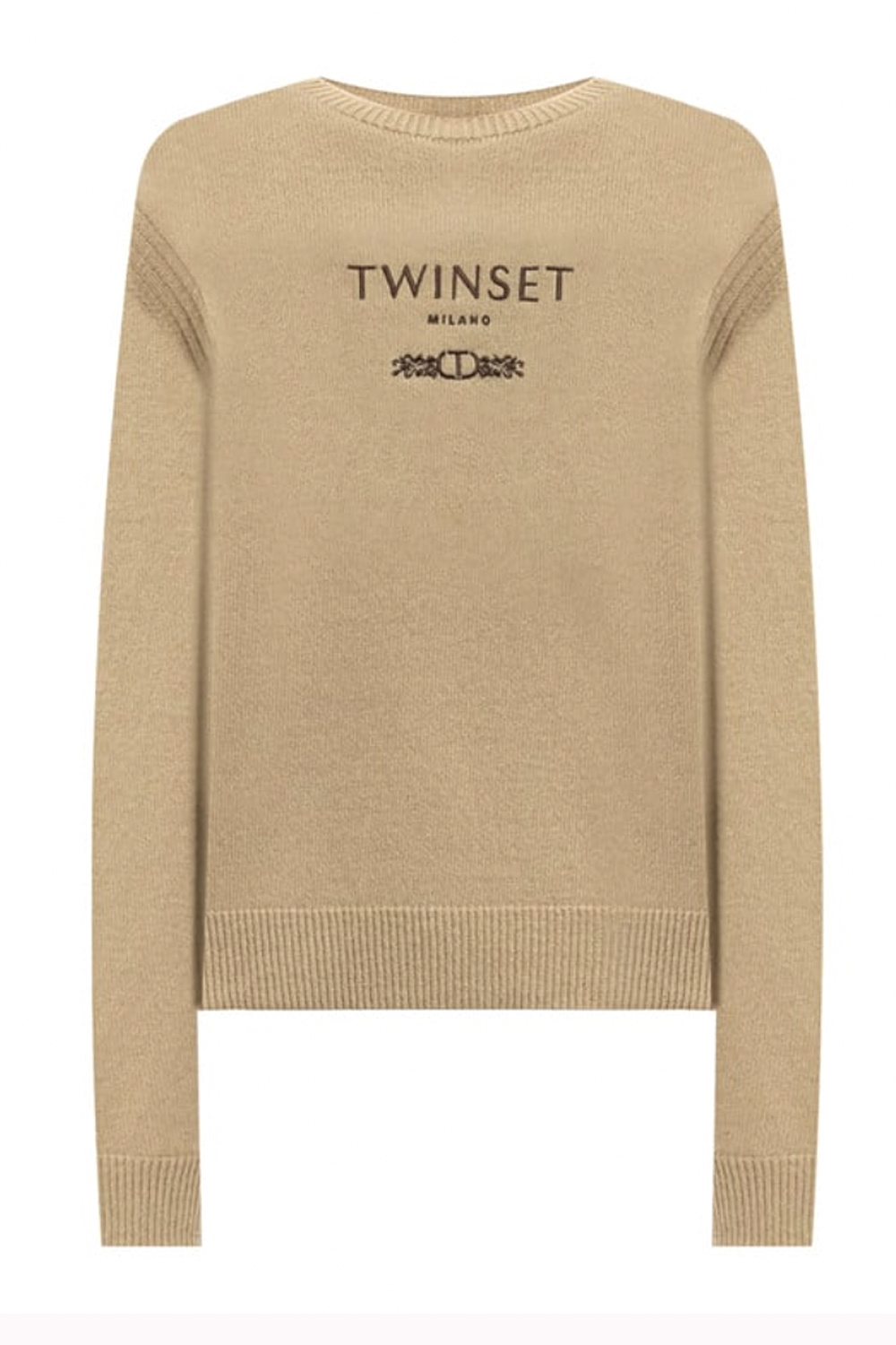 TWINSET Twinset wollen sweater / trui met logo BEIGE