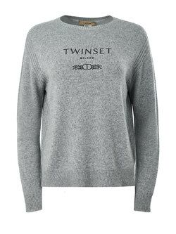 TWINSET Twinset wollen sweater / trui met logo GRIJS