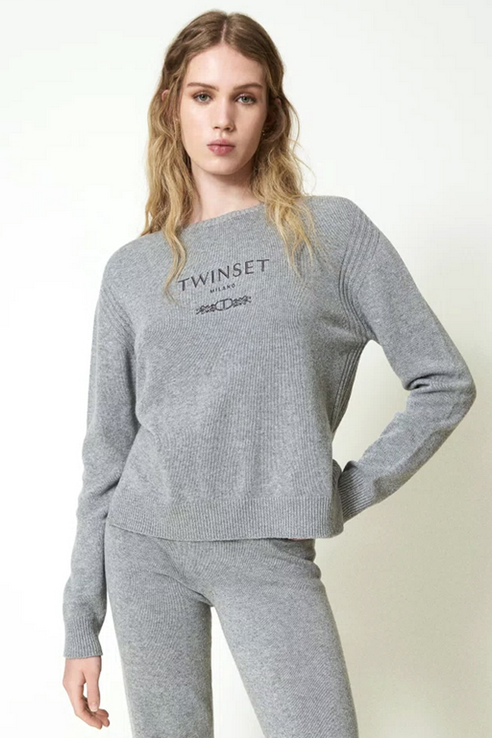 TWINSET Twinset wollen sweater / trui met logo GRIJS