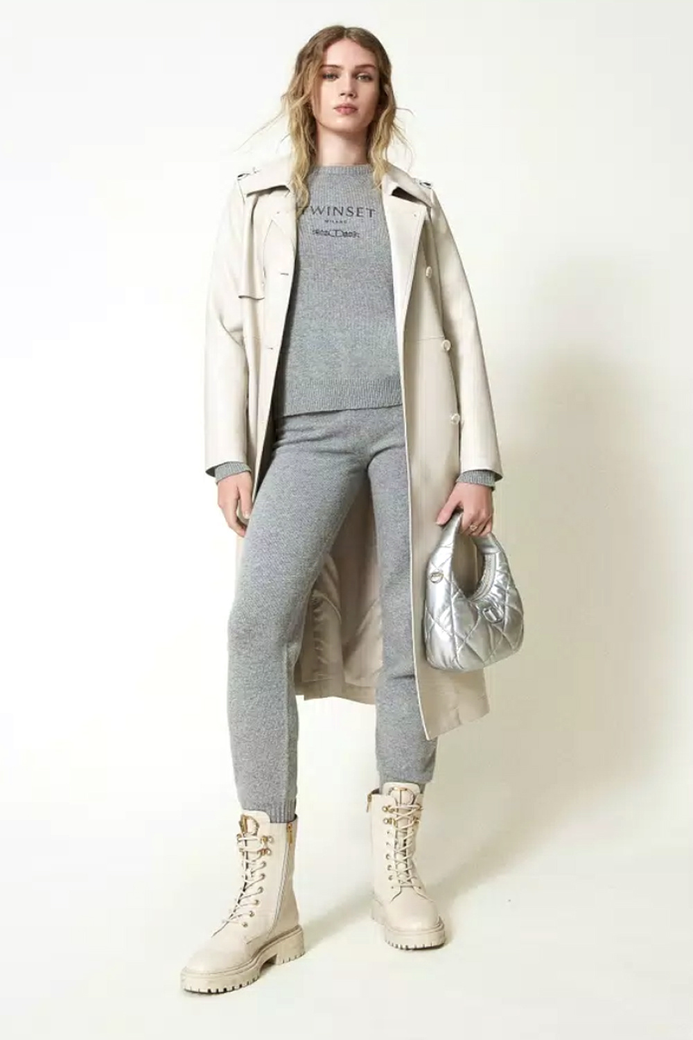 TWINSET Twinset wollen sweater / trui met logo GRIJS