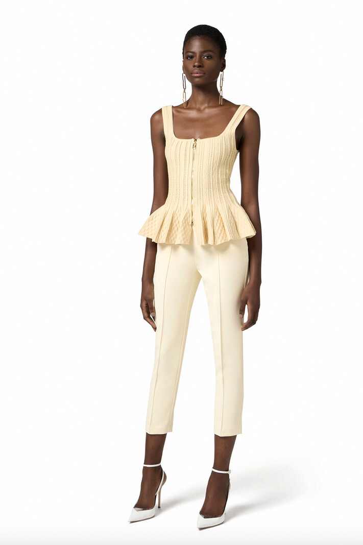 ELISABETTA FRANCHI Elisabetta Franchi pants with pockets and clasp waist YELLOW