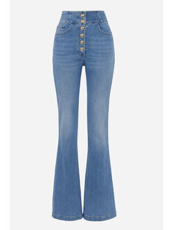 ELISABETTA FRANCHI Elisabetta Franchi jeans with gold buttons and high waist BLUE
