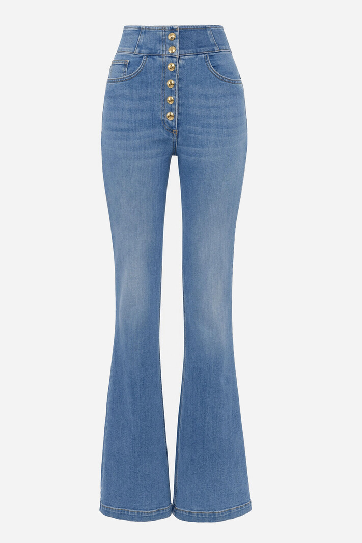 ELISABETTA FRANCHI Elisabetta Franchi jeans with gold buttons and high waist BLUE