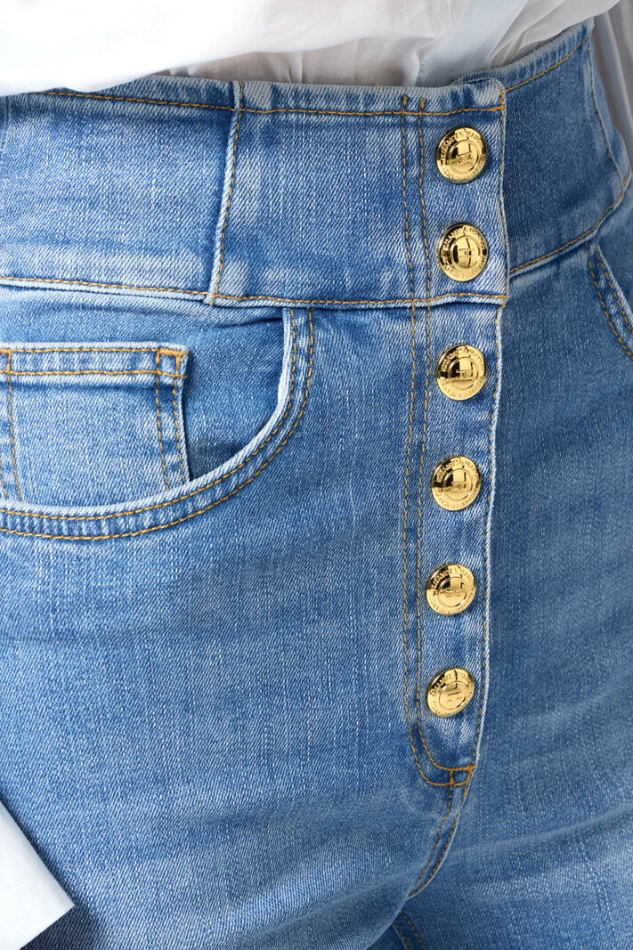 ELISABETTA FRANCHI Elisabetta Franchi jeans with gold buttons and high waist BLUE
