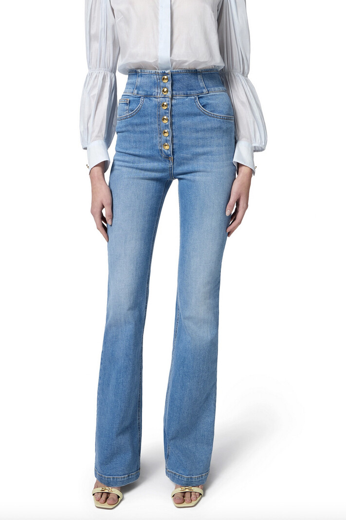 ELISABETTA FRANCHI Elisabetta Franchi jeans with gold buttons and high waist BLUE
