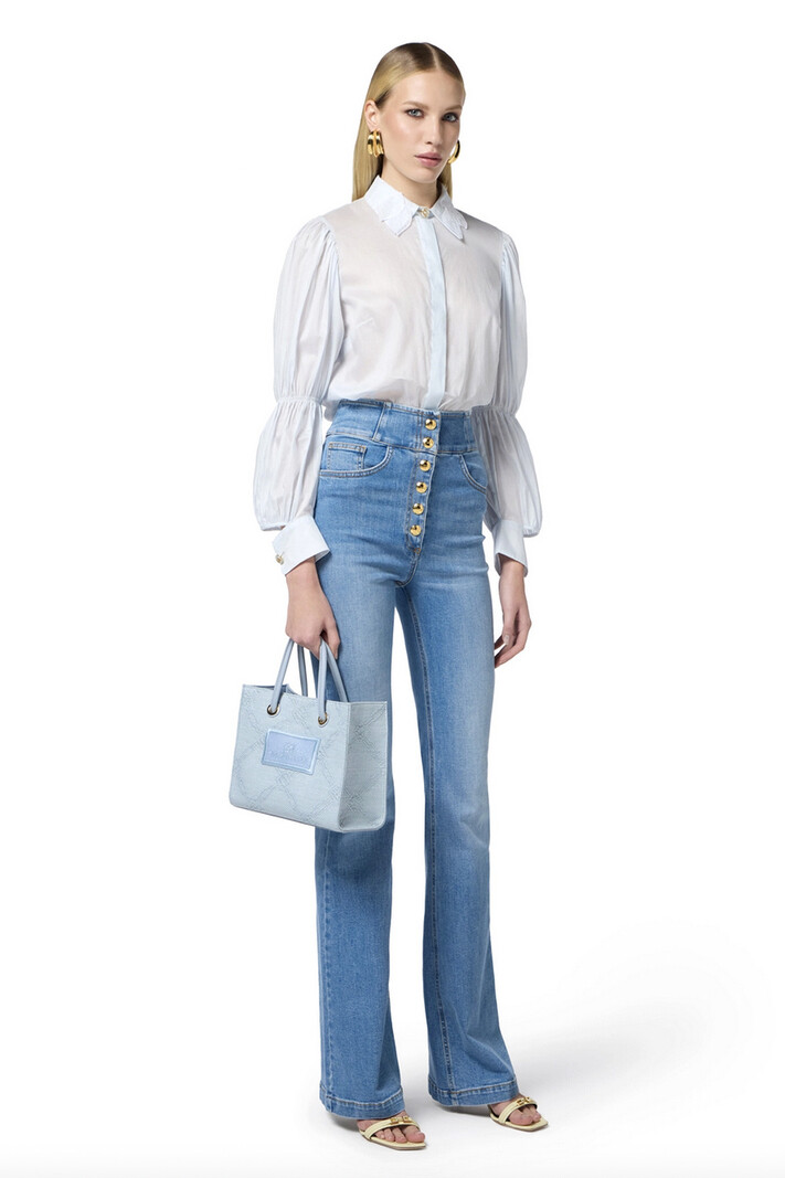 ELISABETTA FRANCHI Elisabetta Franchi jeans with gold buttons and high waist BLUE