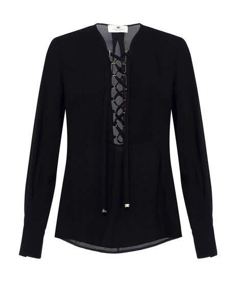 ELISABETTA FRANCHI Elisabetta Franchi blouse with laces BLACK (falls roomy)