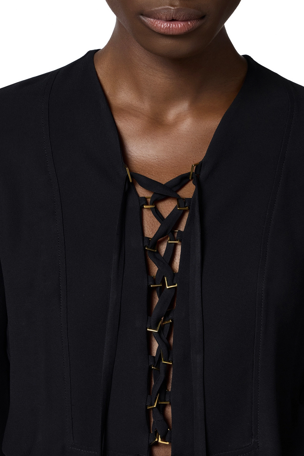 ELISABETTA FRANCHI Elisabetta Franchi blouse met veters ZWART (valt ruim)