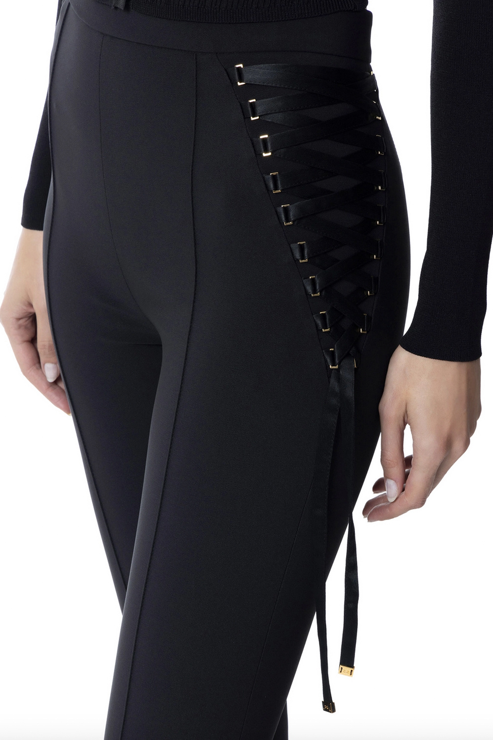 ELISABETTA FRANCHI Elisabetta Franchi pantalon met veters ZWART