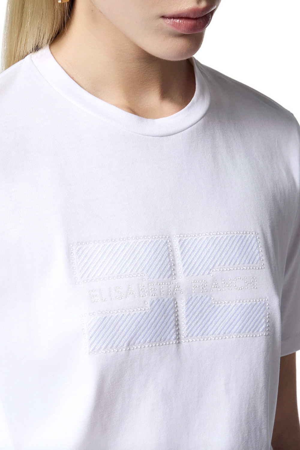 ELISABETTA FRANCHI Elisabetta Franchi tshirt met geborduurd logo met strass WIT