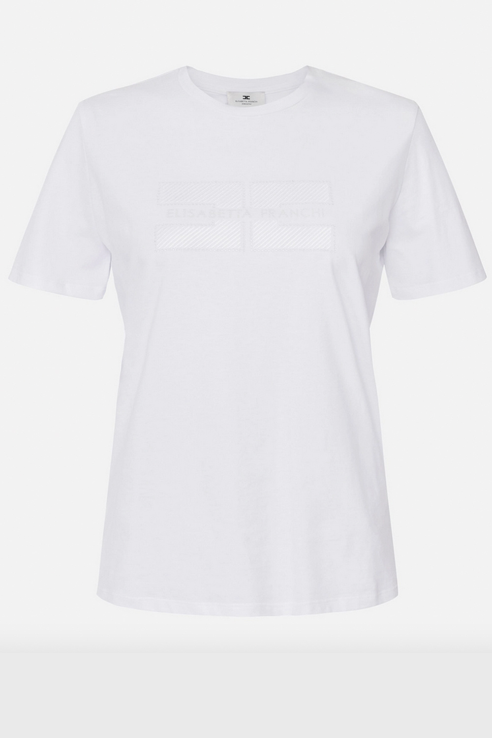 ELISABETTA FRANCHI Elisabetta Franchi tshirt met geborduurd logo met strass WIT