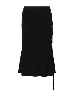 TWINSET Twinset knitted rok met veter detail langs zijde ZWART