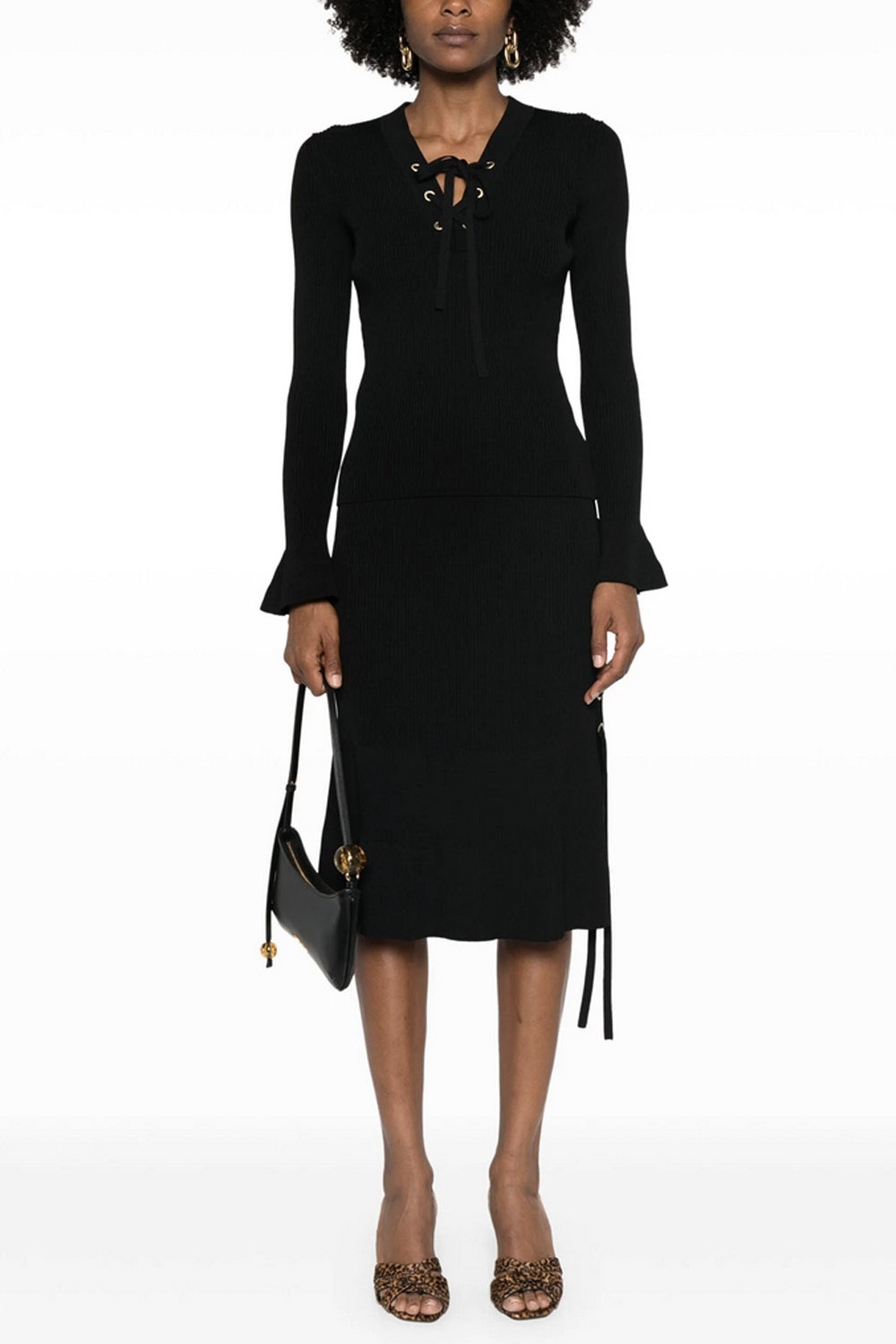 TWINSET Twinset knitted skirt with lace detail along side BLACK