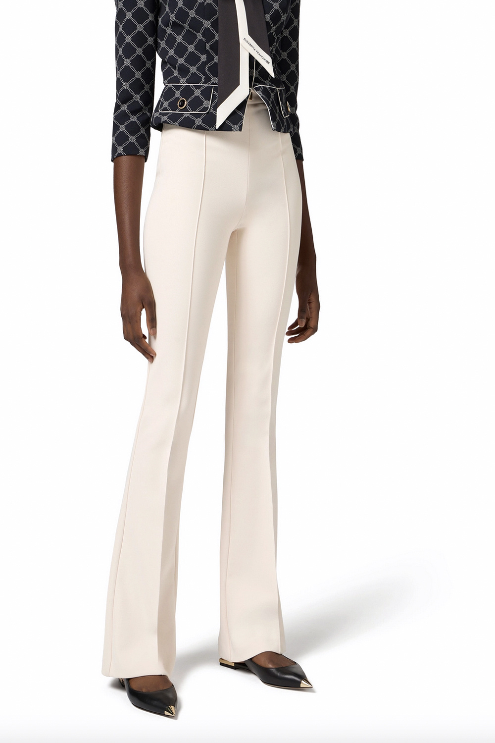 ELISABETTA FRANCHI Elisabetta Franchi trousers flaired with lock waist Burro / Room WHITE