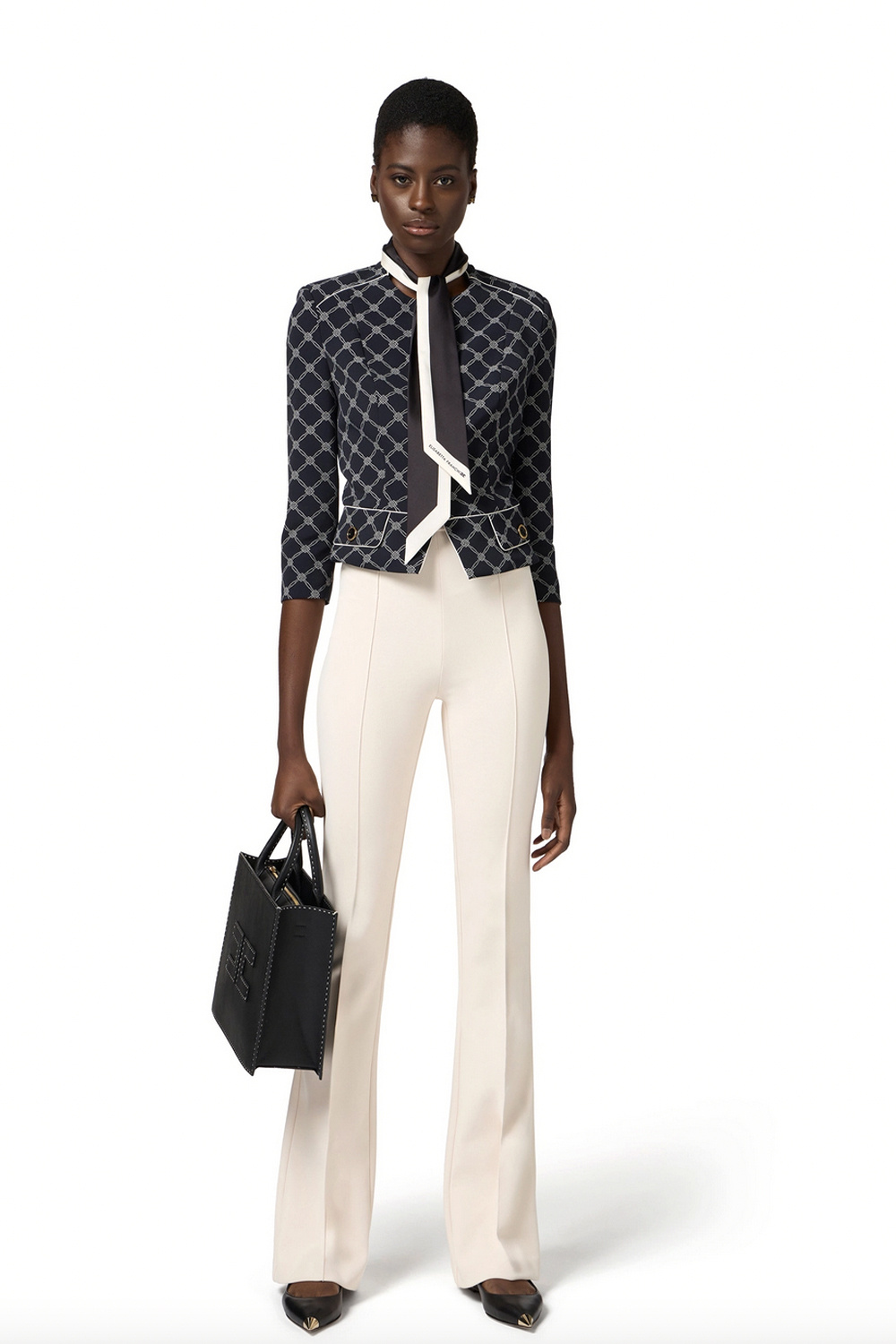 ELISABETTA FRANCHI Elisabetta Franchi trousers flaired with lock waist Burro / Room WHITE