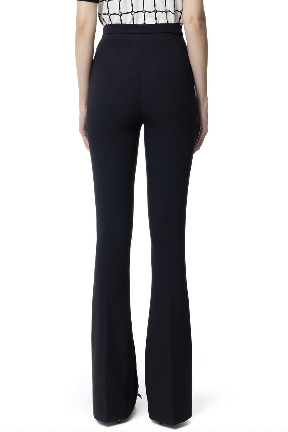 ELISABETTA FRANCHI Elisabetta Franchi pantalon flaired met slotje in de taille ZWART