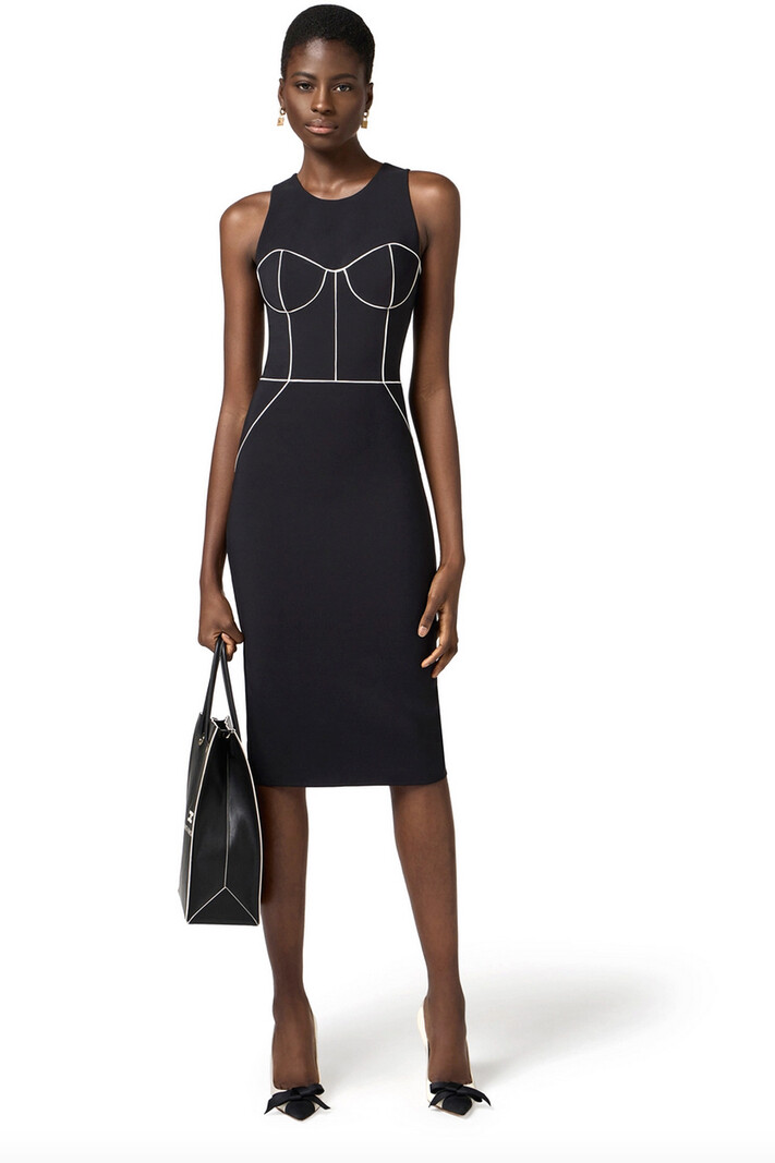 ELISABETTA FRANCHI Elisabetta Franchi jurk met witte bies ZWART