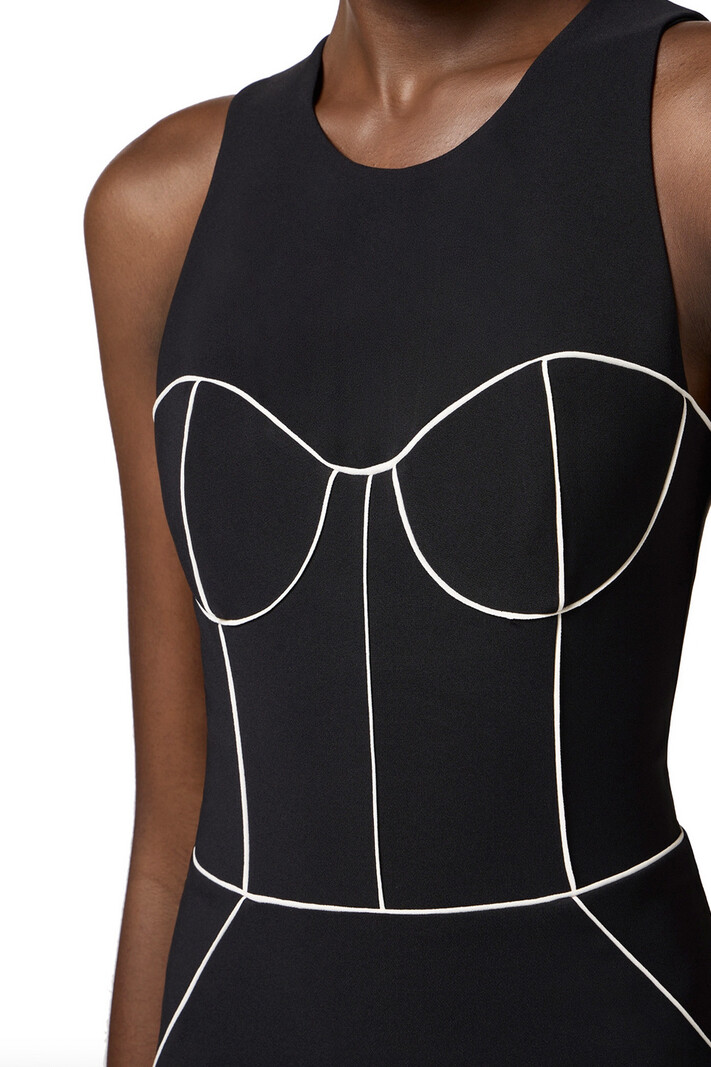 ELISABETTA FRANCHI Elisabetta Franchi jurk met witte bies ZWART