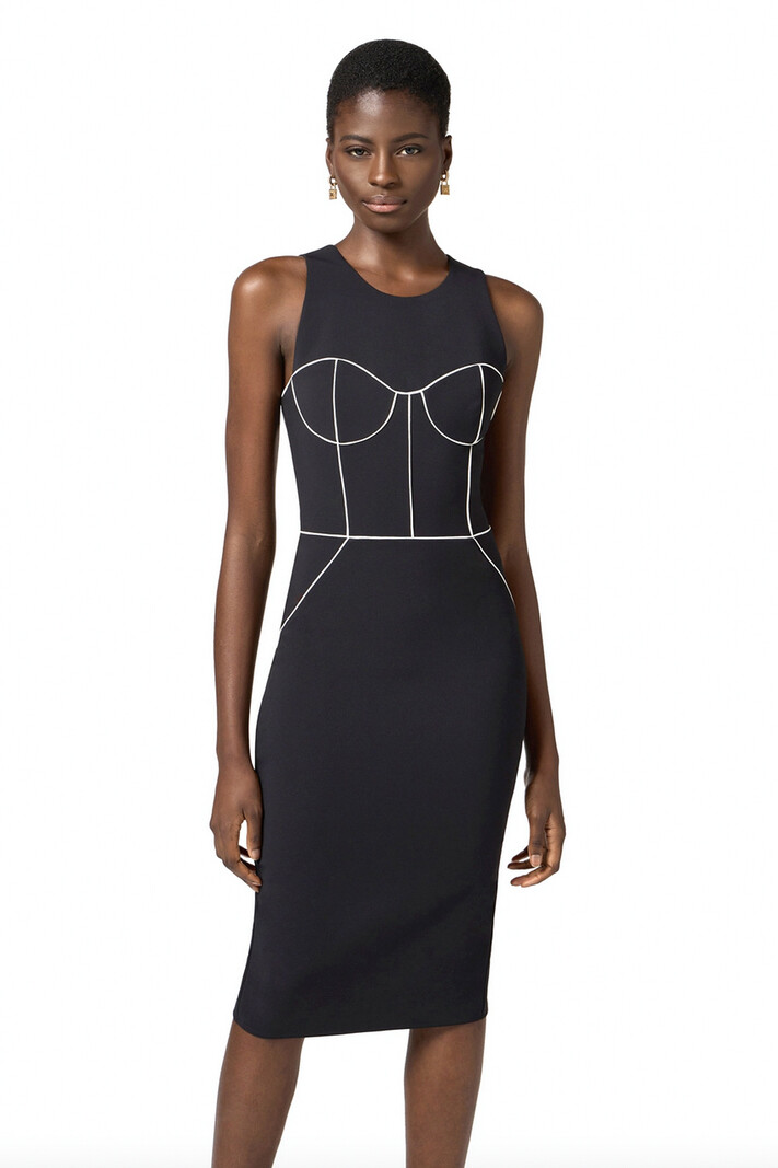 ELISABETTA FRANCHI Elisabetta Franchi jurk met witte bies ZWART