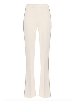 ELISABETTA FRANCHI Elisabetta Franchi trousers with black piping and embroidered logo cream WHITE